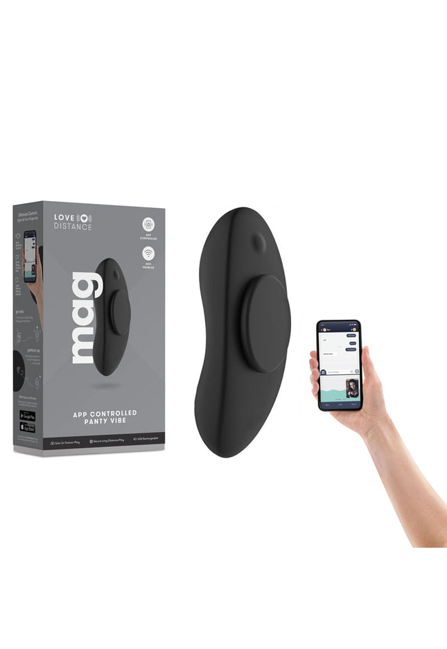 Love Distance MAG - Black Rechargeable Panty Vibrator with App Control