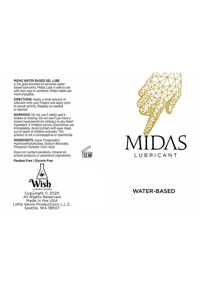 Midas Water Based Lube - Water Based Lubricant - 59 ml Bottle