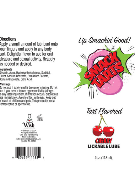 Smack Tarts - Sour Cherry - Sour Cherry Flavoured Lubricant - 120 ml Tube