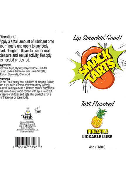 Smack Tarts - Sour Pineapple - Sour Pineapple Flavoured Lubricant - 120 ml Tube