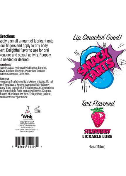 Smack Tarts - Sour Strawberry - Sour Strawberry Flavoured Lubricant - 120 ml Tube