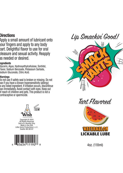 Smack Tarts - Sour Watermelon - Sour Watermelon Flavoured Lubricant - 120 ml Tube