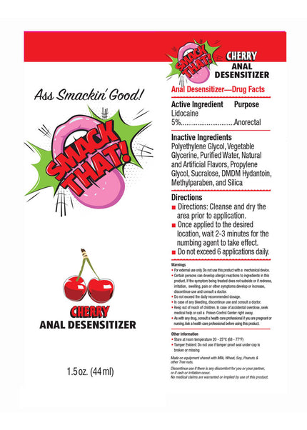 Smack That! Anal Desensitiser - Cherry - Cherry Flavoured Anal Desensitiser - 44 ml Tube