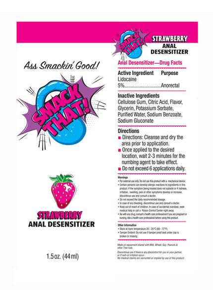 Smack That! Anal Desensitiser - Strawberry - Strawberry Flavoured Anal Desensitiser - 44 ml Tube
