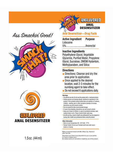 Smack That! Anal Desensitiser - Unflavoured - Unflavoured Anal Desensitiser - 44 ml Tube