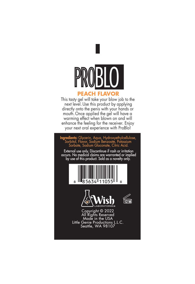 ProBlo Oral Pleasure Gel - Peach Flavoured Blowjob Gel - 29 ml Tube