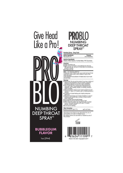 ProBlo Deep Throat Spray - Bubblegum - Bubblegum Flavoured Deep Throat Spray - 30 ml