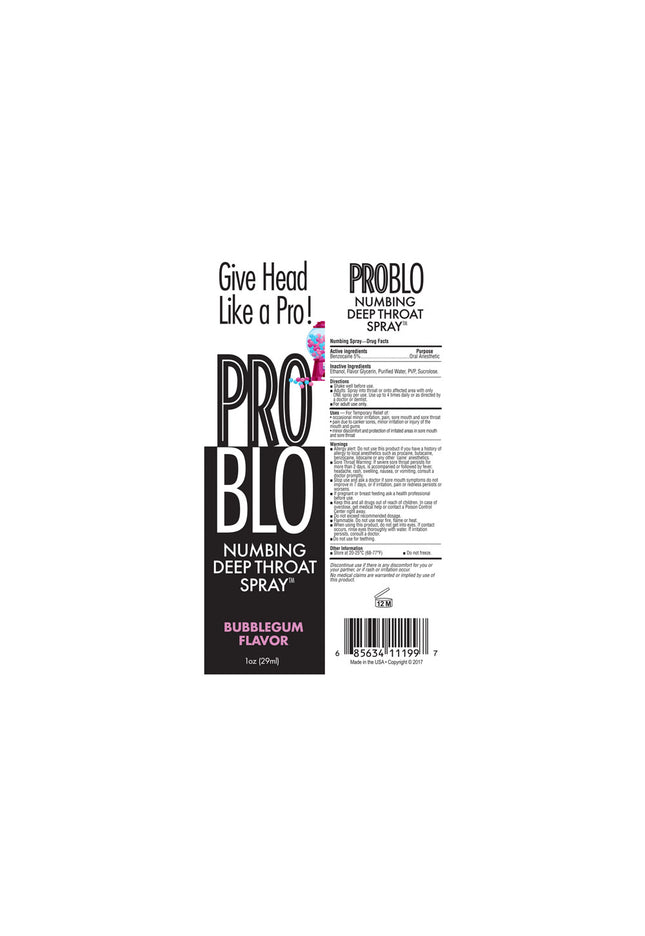 ProBlo Deep Throat Spray - Bubblegum - Bubblegum Flavoured Deep Throat Spray - 30 ml