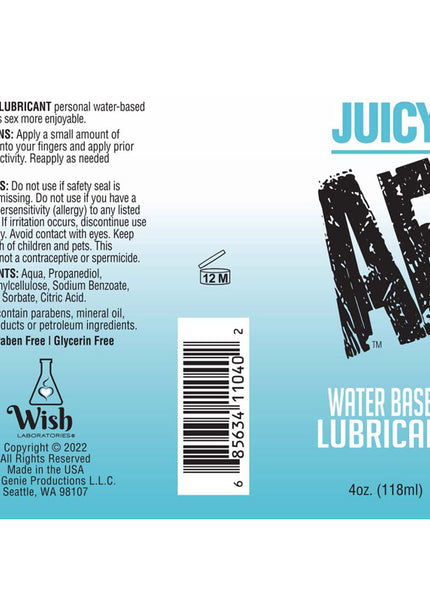 Juicy AF Water Based Lubricant - 118 ml - Water Based Lubricant - 118 ml Bottle