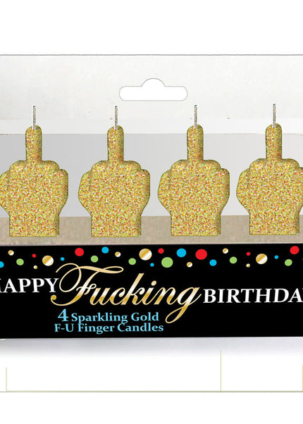 Happy Fucking Birthday FU Candle Set - Novelty Party Candles - Set of 4