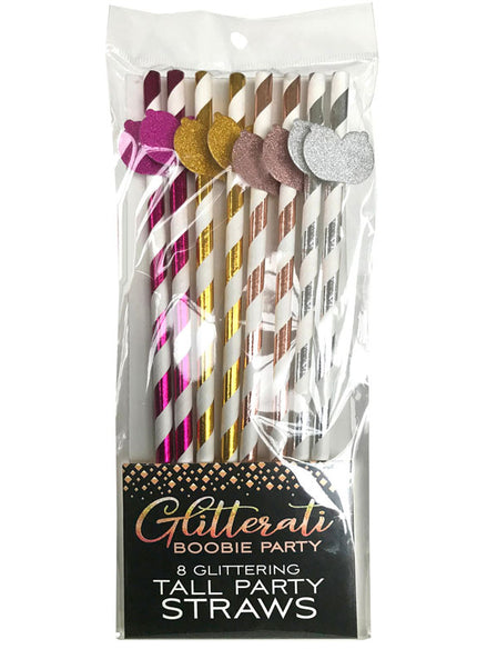 Glitterati - Boobie Tall Party Straws - Set of 8