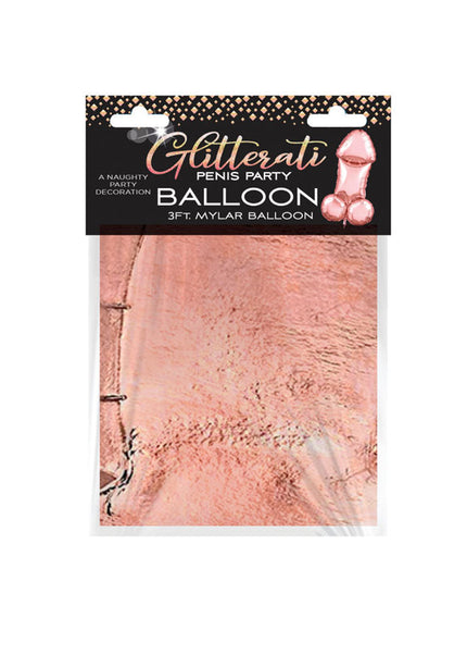 Glitterati - Penis Party Balloon 90cm Mylar - Rose Gold 90 cm Novelty Balloon