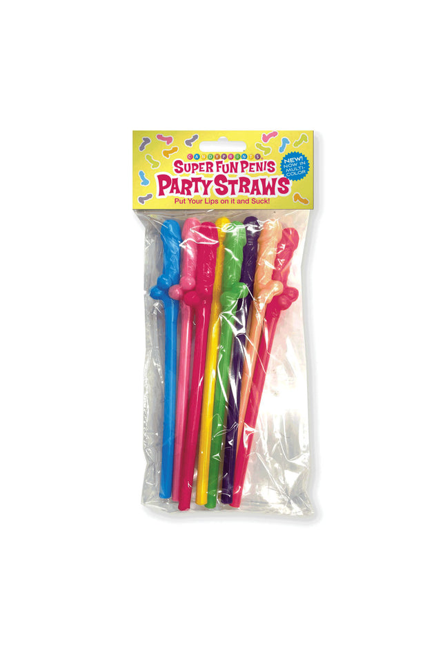 Super Fun Penis Party Straws - Coloured - Multi Coloured Dicky Straws - 8 Pack
