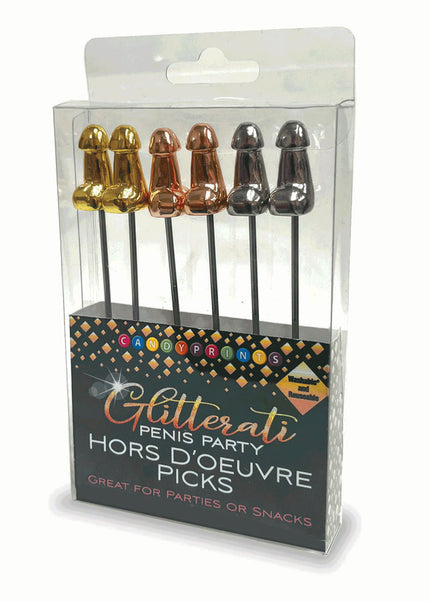 Glitterati Hors d'Oeuvre Picks - 6 Pack - Stainless Steel 18 cm Food Picks - Set of 6