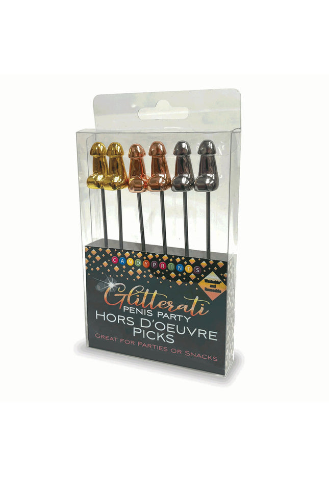 Glitterati Hors d'Oeuvre Picks - 6 Pack - Stainless Steel 18 cm Food Picks - Set of 6