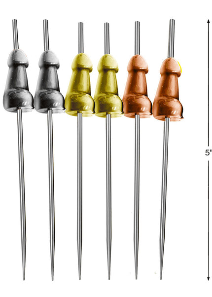 Glitterati Hors d'Oeuvre Picks - 6 Pack - Stainless Steel 18 cm Food Picks - Set of 6