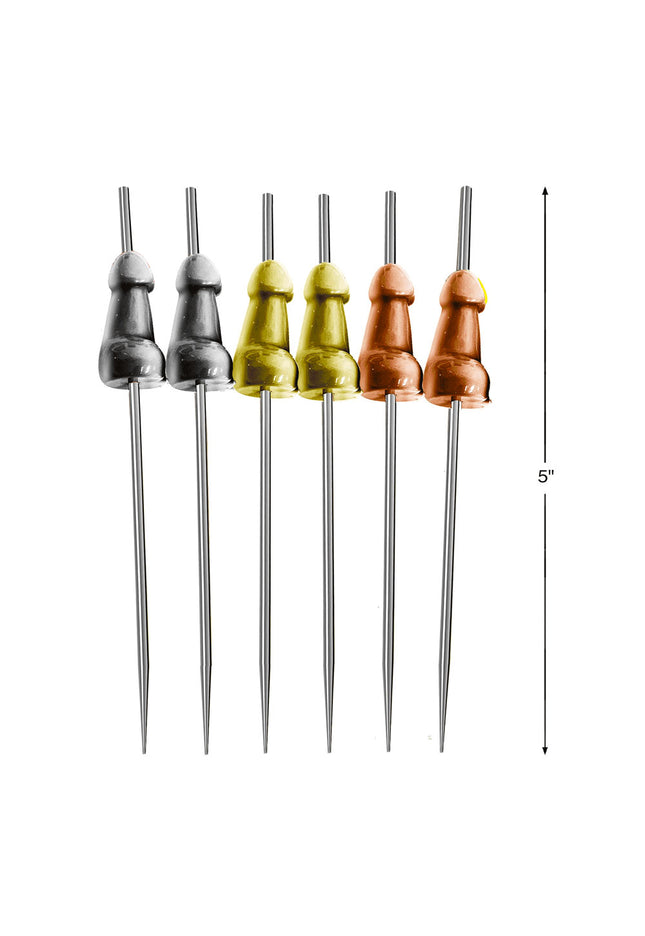 Glitterati Hors d'Oeuvre Picks - 6 Pack - Stainless Steel 18 cm Food Picks - Set of 6