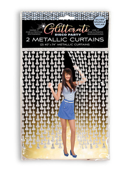 Glitterati - Penis Party Disco Metallic Curtains - Party Doorway Decoration - Set of 2
