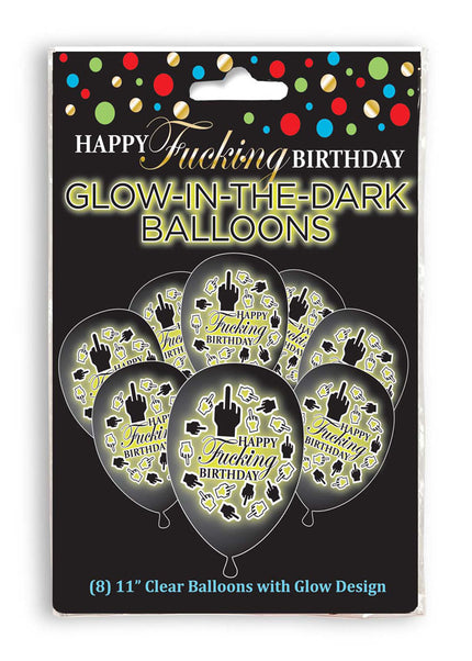 Happy Fucking Birthday Glow In The Dark Balloons - Novelty Birthday Balloons - 8 Pack