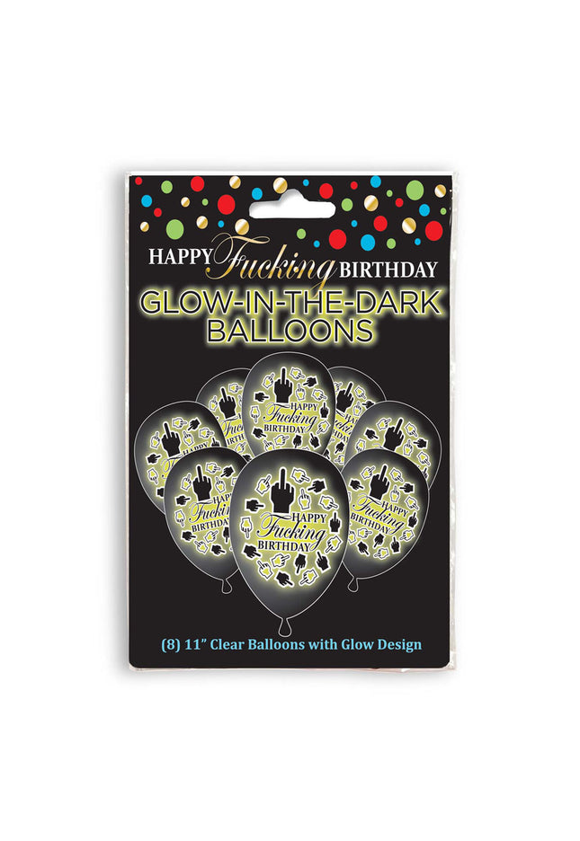 Happy Fucking Birthday Glow In The Dark Balloons - Novelty Birthday Balloons - 8 Pack