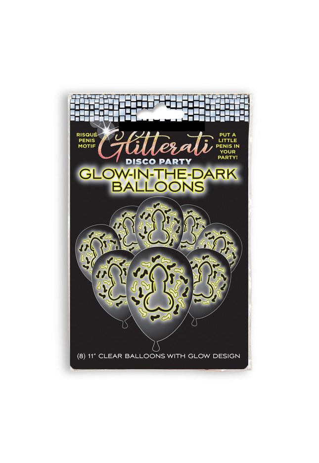 Glitterati Disco Party Glow In The Dark Balloons - Novelty Hens Party Balloons - 8 Pack
