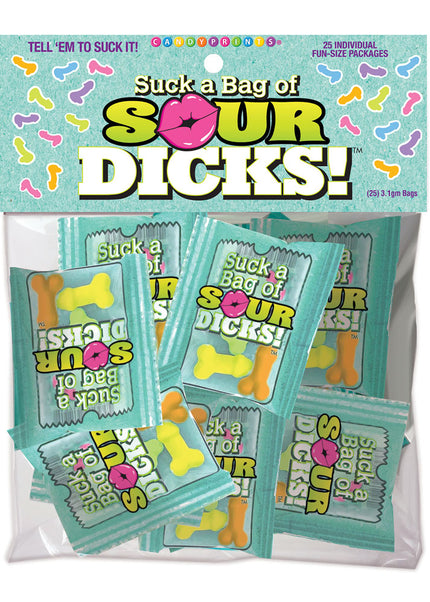 Suck a Bag of Sour Dicks! Bag of 25 - Pecker Lollies - Bulk Bag of 25 Party Packs