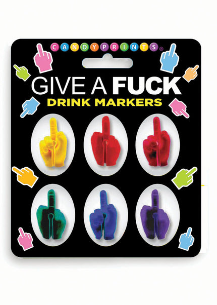Give A Fuck Drink Markers - Novelty Drink Markers - Set of 6