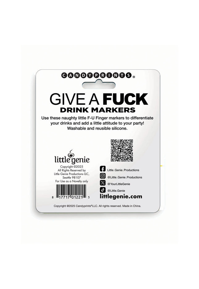 Give A Fuck Drink Markers - Novelty Drink Markers - Set of 6