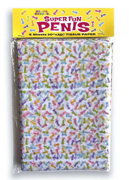 Super Fun Penis Tissue Paper Sheets - Novelty Decoration Sheets - 6 Pack