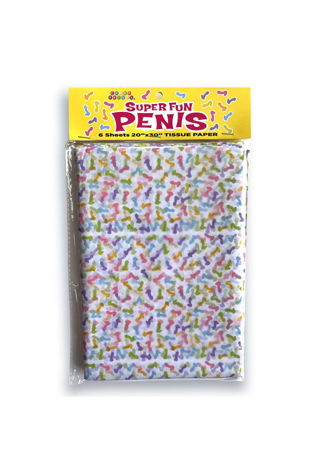 Super Fun Penis Tissue Paper Sheets - Novelty Decoration Sheets - 6 Pack