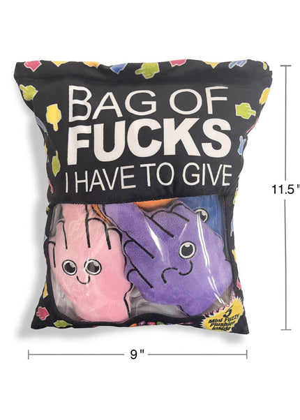Bag Of Fucks I Have To Give - Mini Fuzzy FU Plushy Pillows - Set of 5