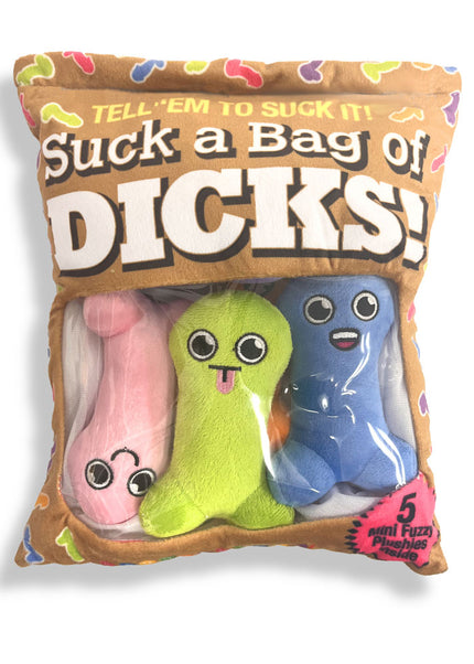 Suck A Bag Of Dicks Plushy Pillows - Mini Fuzzy Dicky Plushy Pillows - Set of 5