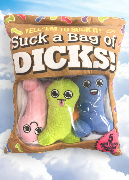Suck A Bag Of Dicks Plushy Pillows - Mini Fuzzy Dicky Plushy Pillows - Set of 5