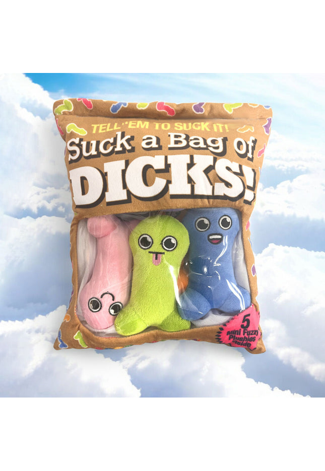 Suck A Bag Of Dicks Plushy Pillows - Mini Fuzzy Dicky Plushy Pillows - Set of 5