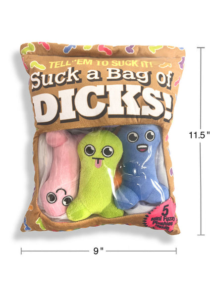 Suck A Bag Of Dicks Plushy Pillows - Mini Fuzzy Dicky Plushy Pillows - Set of 5