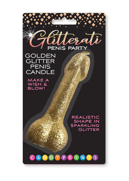 Glitterati Gold Glitter Penis Candle - Gold 10 cm Penis Party Candle