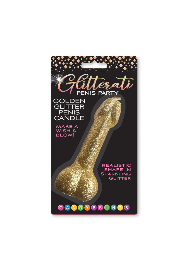 Glitterati Gold Glitter Penis Candle - Gold 10 cm Penis Party Candle