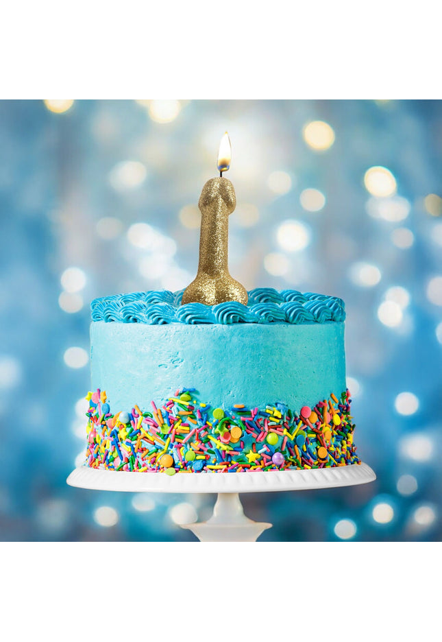 Glitterati Gold Glitter Penis Candle - Gold 10 cm Penis Party Candle