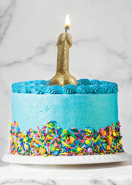 Glitterati Gold Glitter Penis Candle - Gold 10 cm Penis Party Candle