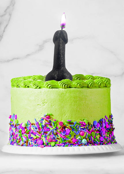 Glitterati Black Glitter Penis Candle - Black 10 cm Penis Party Candle