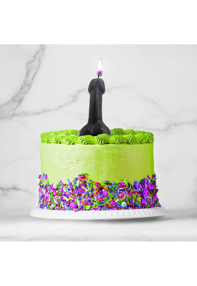 Glitterati Black Glitter Penis Candle - Black 10 cm Penis Party Candle