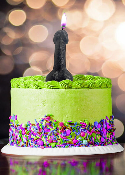 Glitterati Black Glitter Penis Candle - Black 10 cm Penis Party Candle