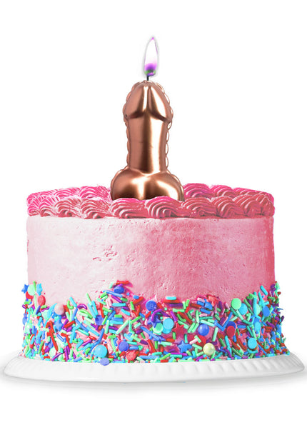 Glitterati Metallic Pink Penis Candle - Rose Gold 10 cm Penis Party Candle