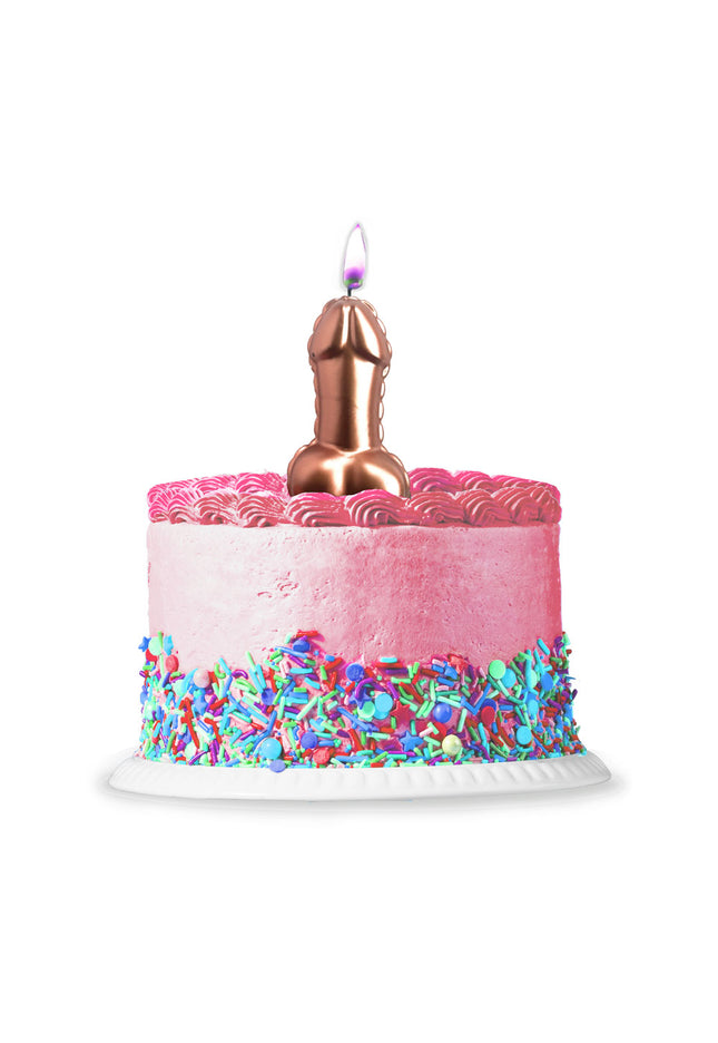 Glitterati Metallic Pink Penis Candle - Rose Gold 10 cm Penis Party Candle