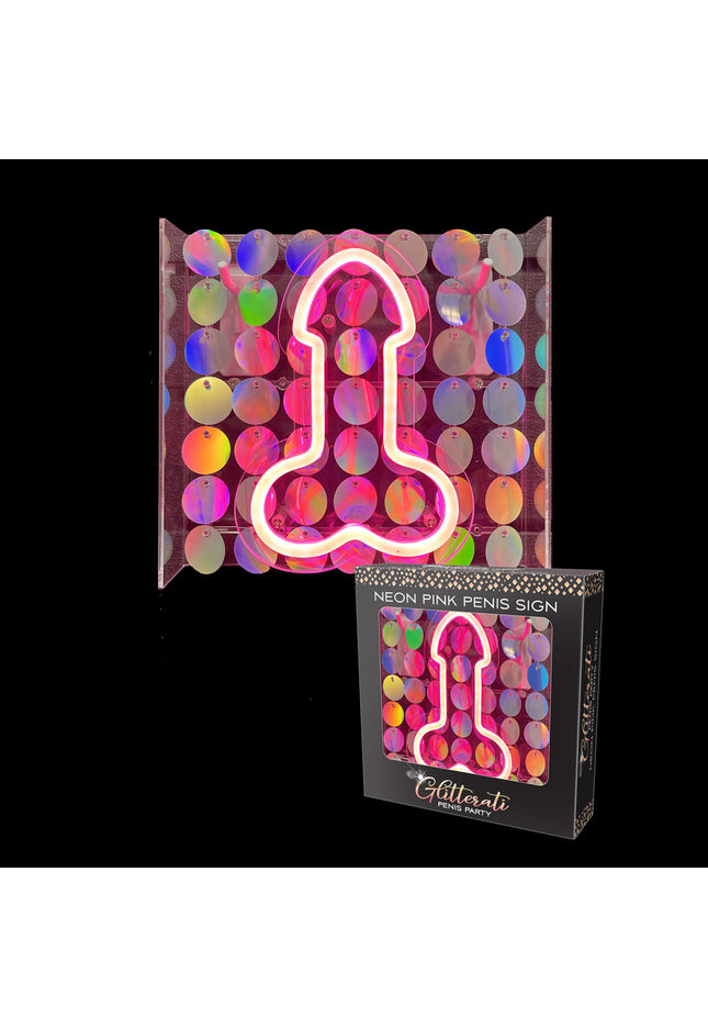 Glitterati Neon Pink Penis Sign - Novelty Neon Light