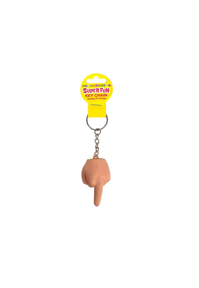 Super Fun Key Chain - Squishy FU Finger - Novelty Keychain