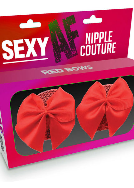 Sexy AF - Nipple Couture Red Bows - Red Bows Reuseable Nipple Pasties