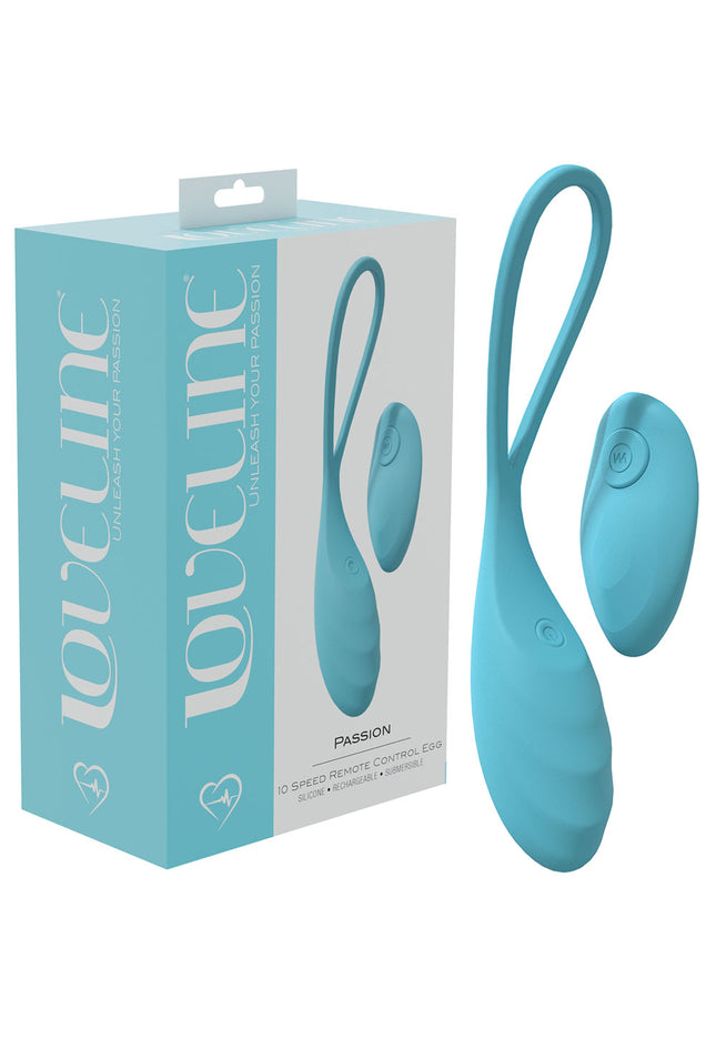 LOVELINE Passion - Blue - Blue USB Rechargeable Vibrating Egg with Wireless Remote