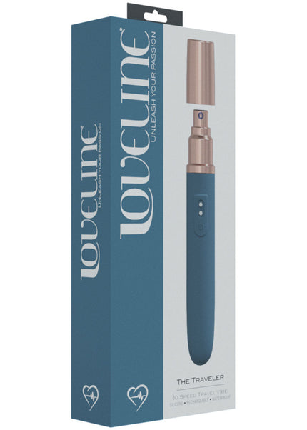 LOVELINE The Traveler - Blue - Blue 17.6 cm USB Rechargeable Vibrator with Lube Applicator