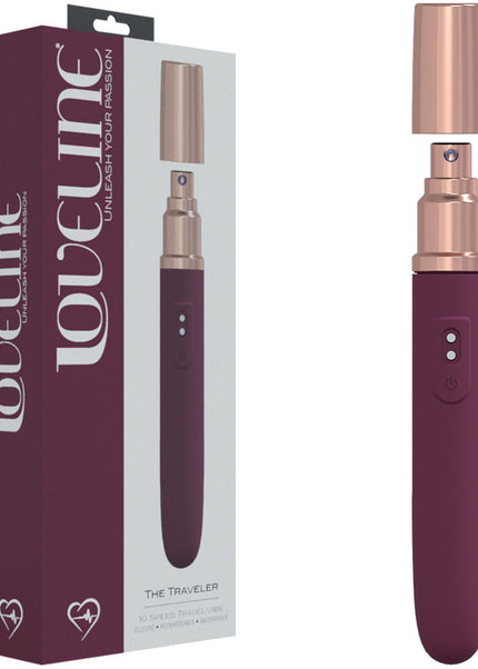 LOVELINE The Traveler - Burgundy - Burgundy 17.6 cm USB Rechargeable Vibrator with Lube Applicator